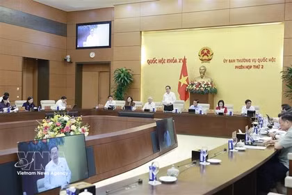 NA Chairman Tran Thanh Man speaks at the second meeting of the NA Standing Committee on May 11. (Photo: VNA)