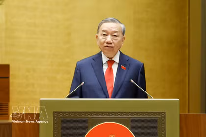 State President To Lam delivers the inaugural speech on April 7. (Photo: VNA)