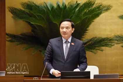 National Assembly Vice President Nguyen Khac Dinh precides over the discussion (Photo: VNA)