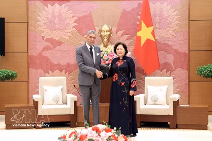NA Vice President Nguyen Thi Hong meets with General Secretary of the United Left Movement (MIU) of the Dominican Republic Miguel Mejia in Hanoi on October 28, 2026. (Photo: VNA)