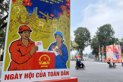 A billboard on the election of deputies to the 16th National Assembly and People's Councils at all levels for the 2026–2031 tenure (Photo: VNA)
