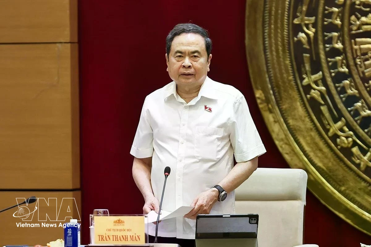 National Assembly Chairman Tran Thanh Man addresses the May 25 working session with the Committee on Science, Technology and Environment. (Photo: VNA)