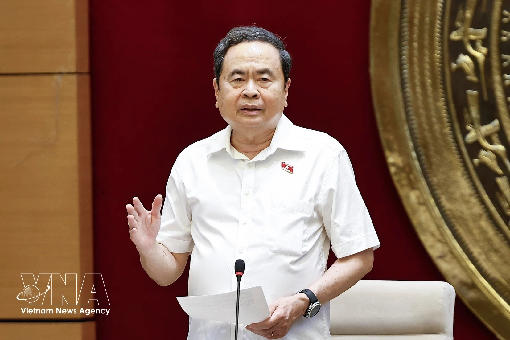 Chairman of the National Assembly Tran Thanh Man chairs a working session with permanent members of the NA’s Committee for People's Aspirations and Supervision on key tasks for 2026 and the 2026–2031 term on May 25, 2026. (Photo: VNA)