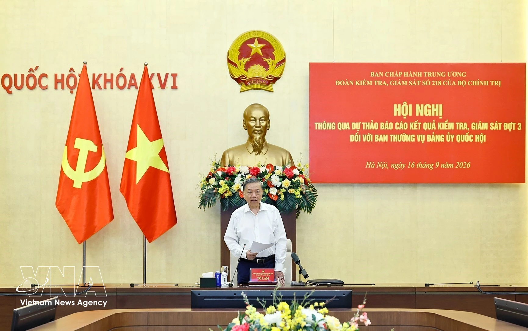 General Secretary of the Communist Party of Vietnam Central Committee and President To Lam addresses the conference on September 16. (Photo: VNA)