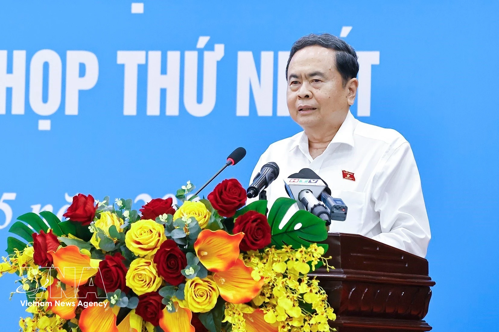 National Assembly Chairman Tran Thanh Man speaks at the meeting with voters in Ho Chi Minh City’s Hoc Mon commune on May 4. (Photo: VNA)