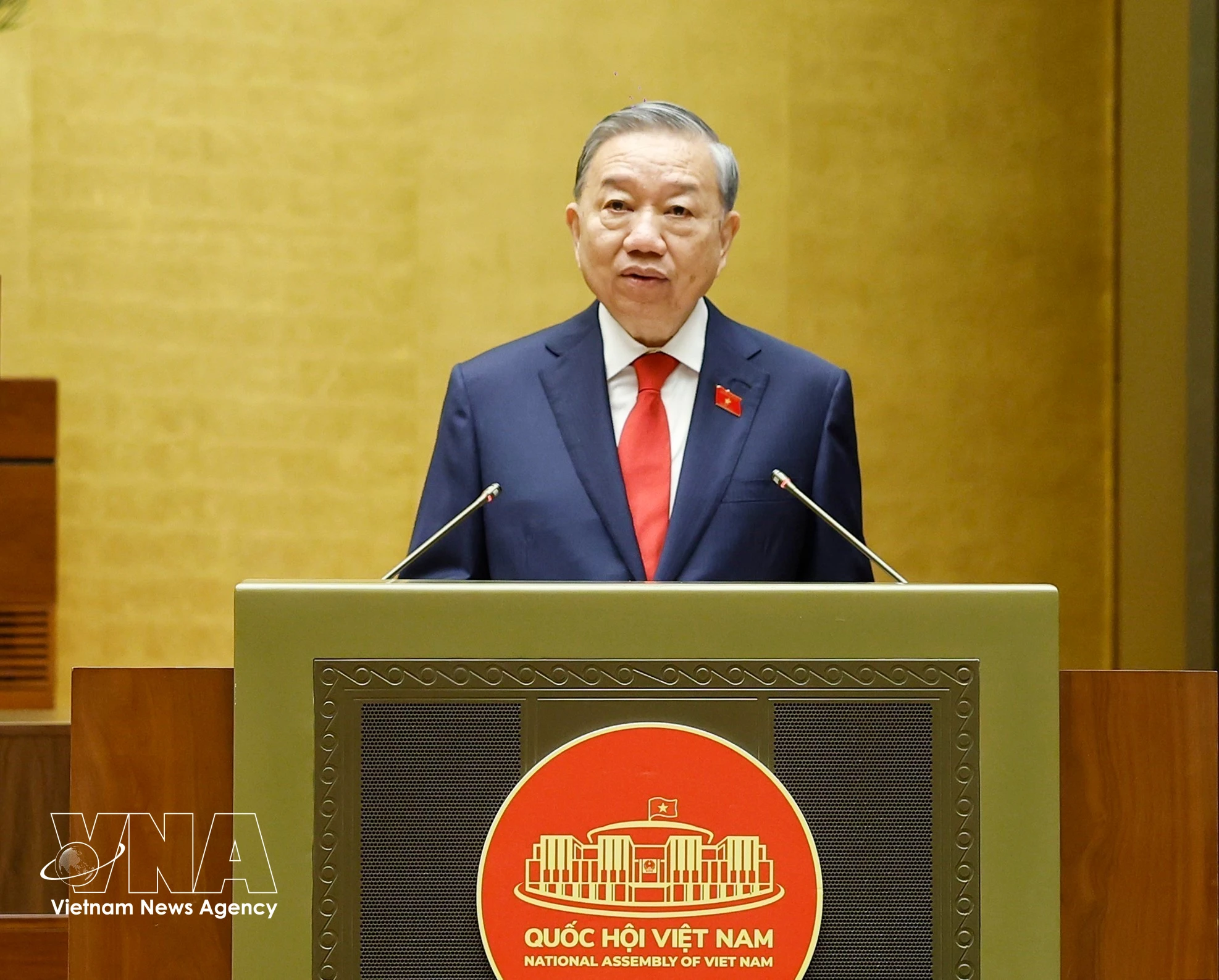 State President To Lam delivers the inaugural speech on April 7. (Photo: VNA)