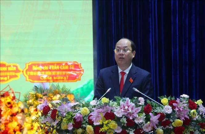 Secretary of the Ca Mau provincial Party Committee for the 2025-2030 tenure Nguyen Ho Hai speaks at the congress (Photo: VNA)