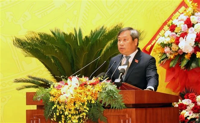 Secretary of the provincial Party Committee Vu Dai Thang speaks at the event (Photo: VNA)