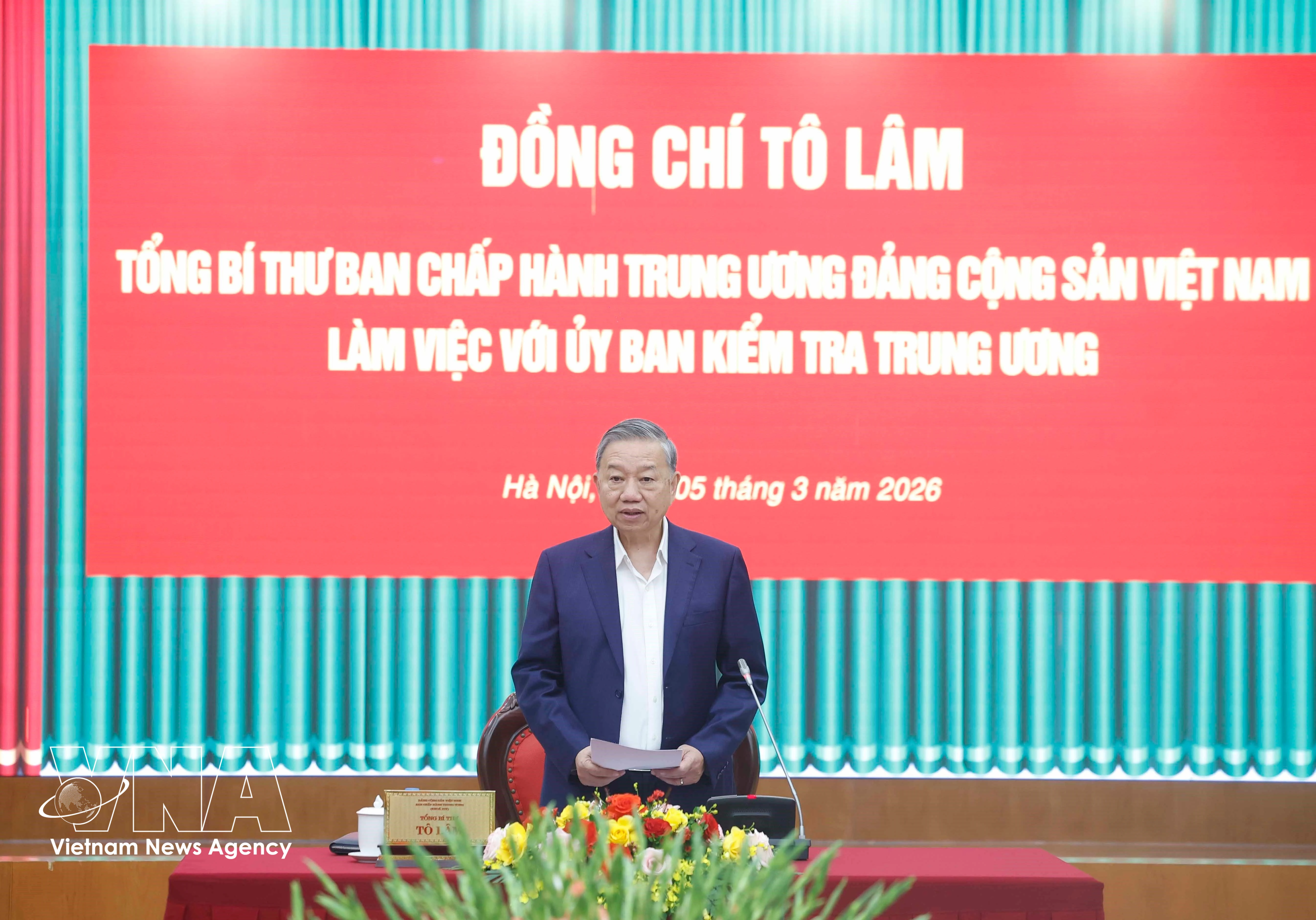Party General Secretary To Lam speaks at the working session with the Party Central Committee’s Inspection Commission on March 5. (Photo: VNA)