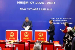 Party General Secretary To Lam casts his vote at Polling Station No. 2 in Ba Dinh ward, Hanoi, on March 27. (Photo: VNA)