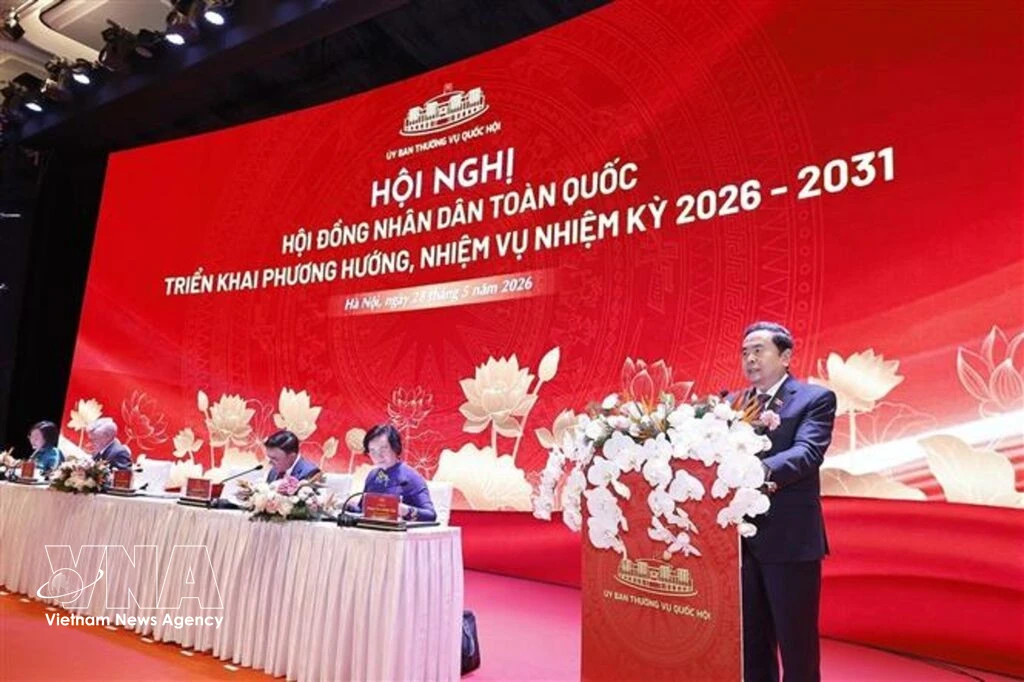 NA Chairman Tran Thanh Man speaks at the conference on May 28. (Photo: VNA)