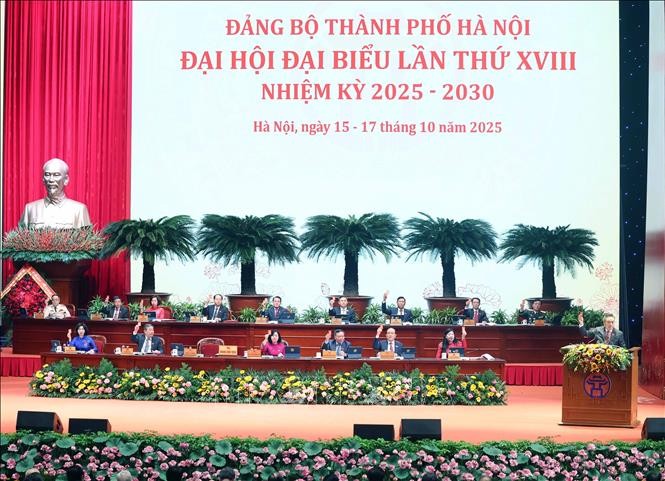 At the 18th Congress of the Hanoi Party Organisation for the 2025–2030 tenure on October 16 (Photo: VNA)