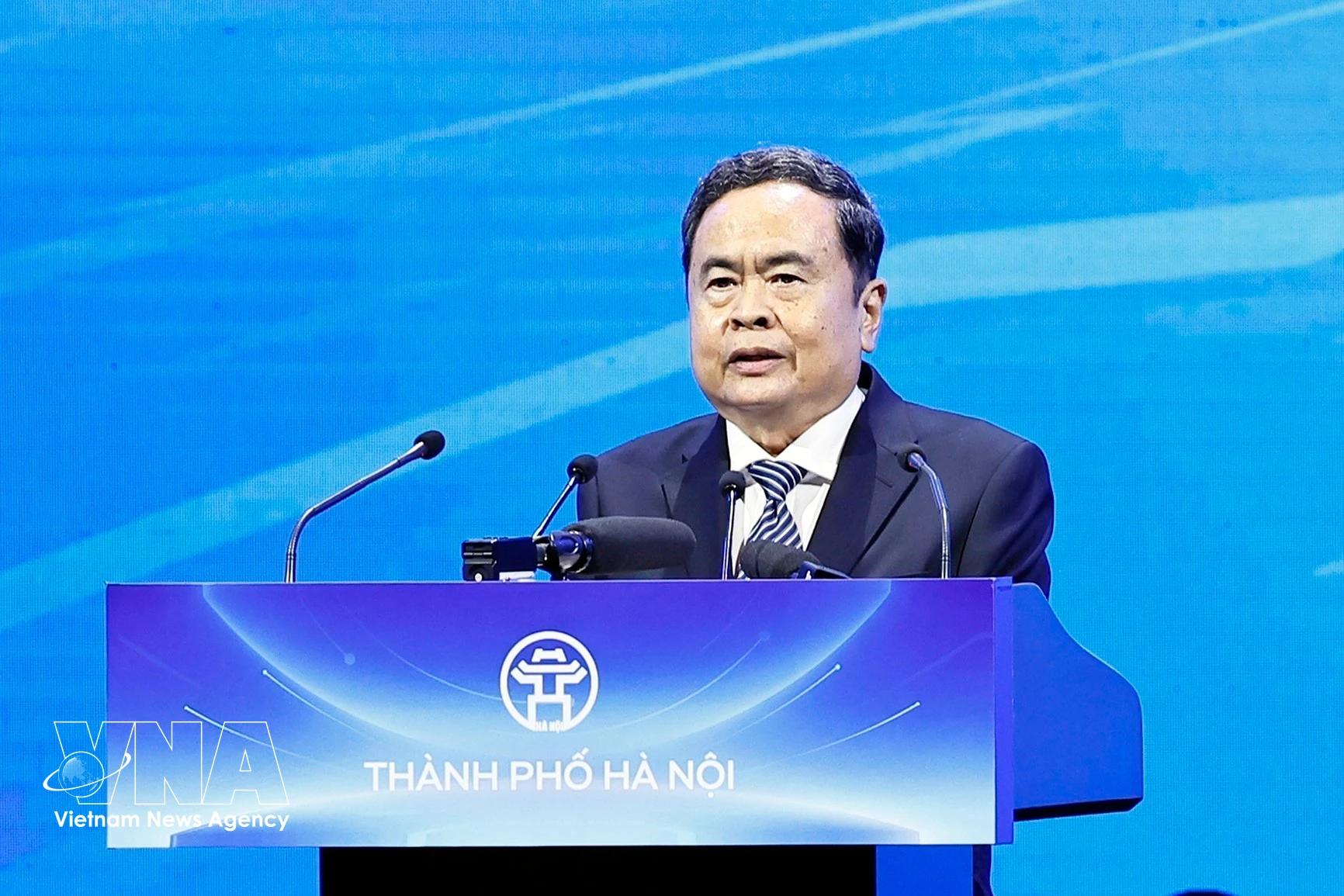 National Assembly Chairman Tran Thanh Man speaks at the conference to announce the Capital Master Plan with a 100-year vision and promote investment opportunities for 2026 in the capital city. (Photo: VNA)