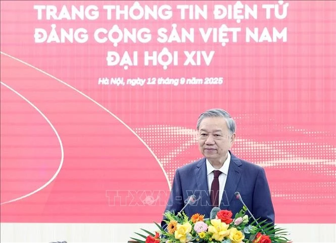 Party General Secretary To Lam speaks at the launch of the website “Communist Party of Vietnam – 14th National Congress” at daihoidangtoanquoc.vn on September 12. (Photo: VNA)