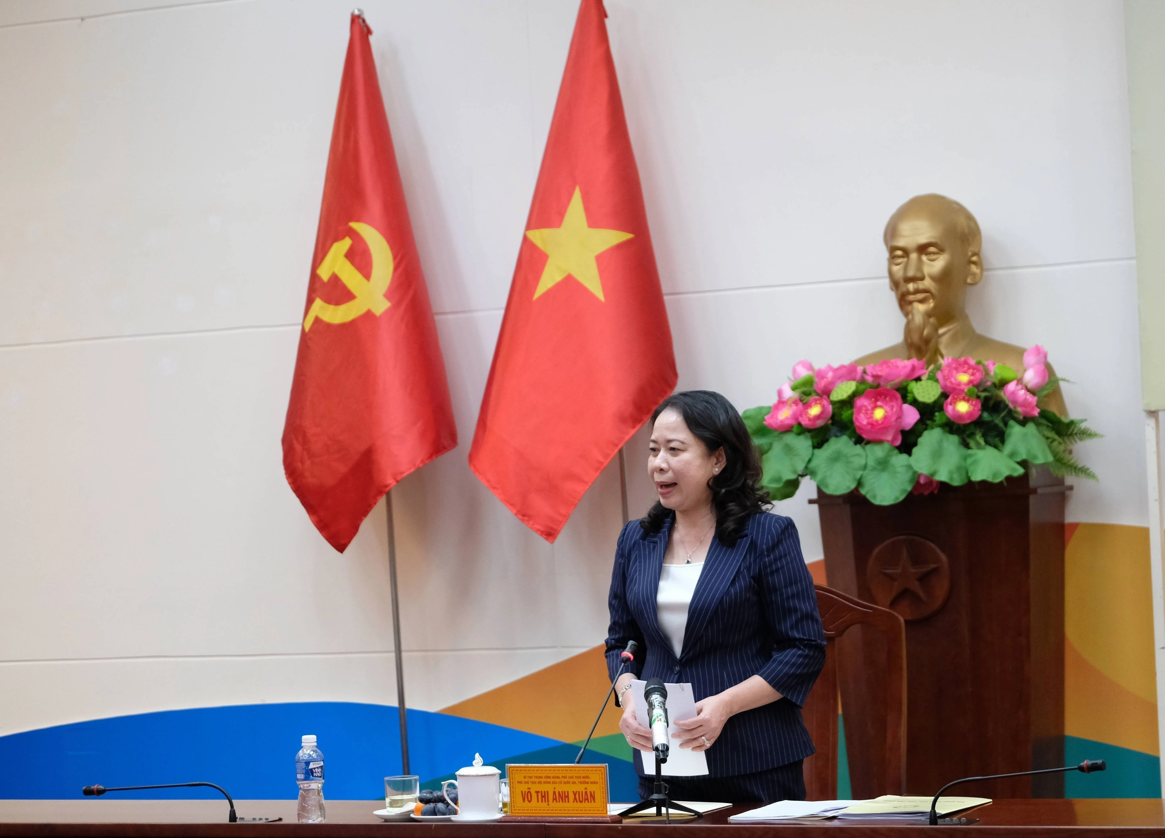 State Vice President Vo Thi Anh Xuan speaks at the working session with the Election Committee of Lam Dong province on February 5. (Photo: VNA)