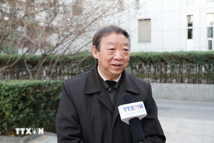 Zhu Chenming, Honorary Director of the institute of South and Southeast Asian studies under China’s Yunnan Academy of Social Sciences, gives an interview to the VNA. (Photo: VNA)