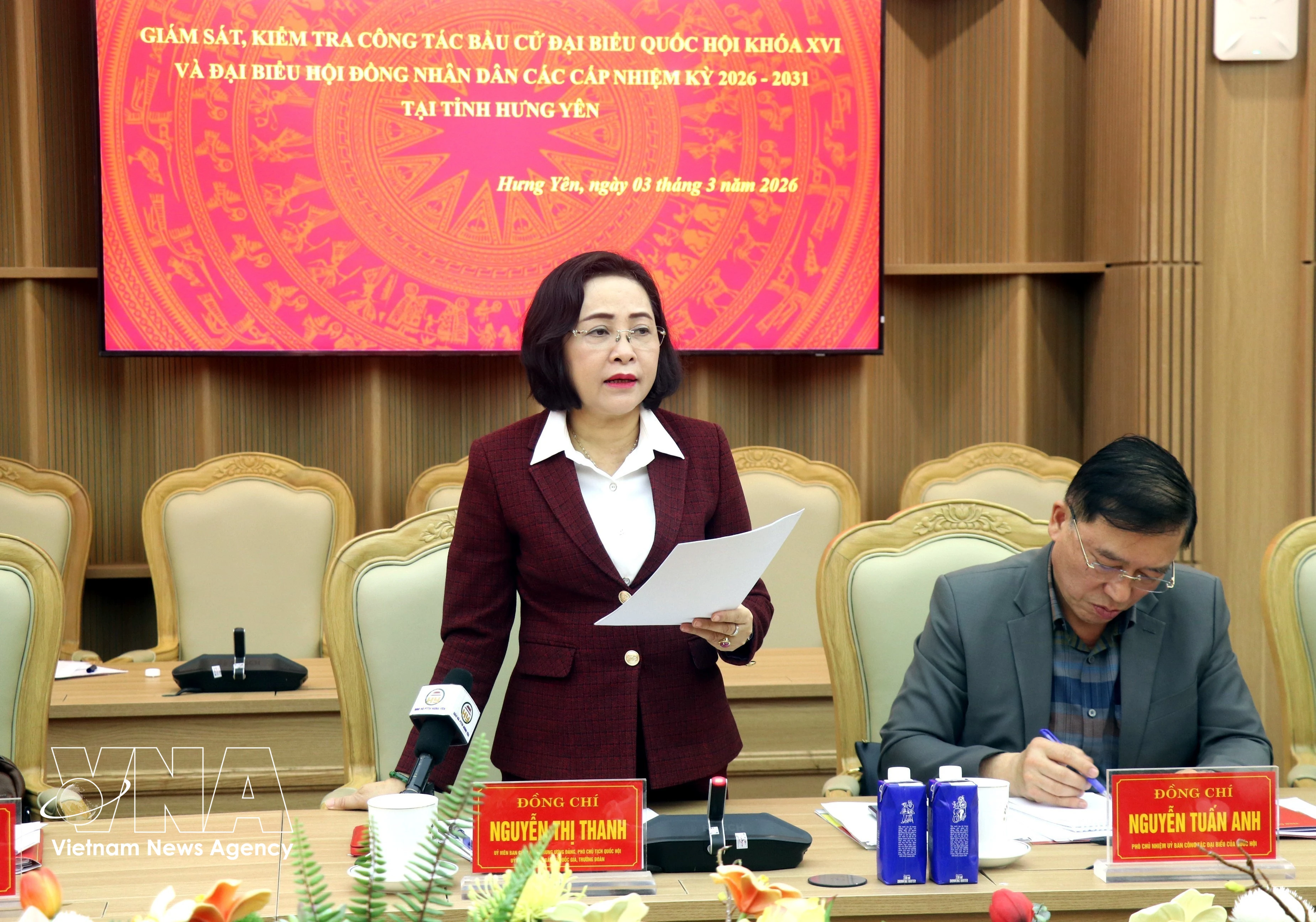 NA Vice Chairwoman Nguyen Thi Thanh calls for absolute accuracy in the preparation of voter lists. (Photo: VNA)