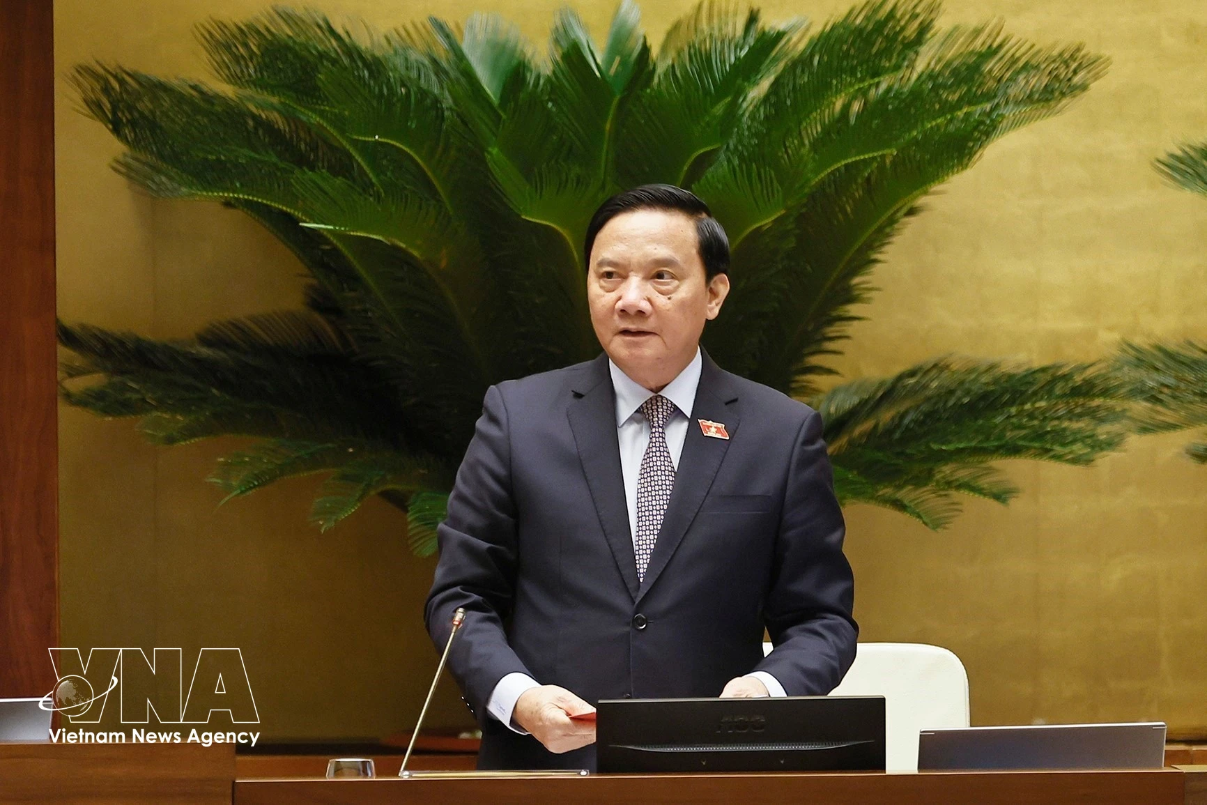 National Assembly Vice President Nguyen Khac Dinh precides over the discussion (Photo: VNA)