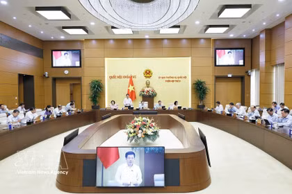 NA Vice President Nguyen Hong Dien speaks at the sixth session of the NA Standing Committee. (Photo: VNA)