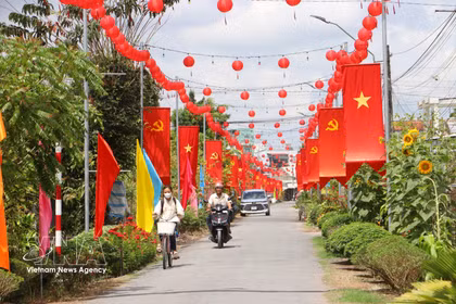 A road in Vinh Long province decorated in celebration of the Election Day (Photo: VNA)