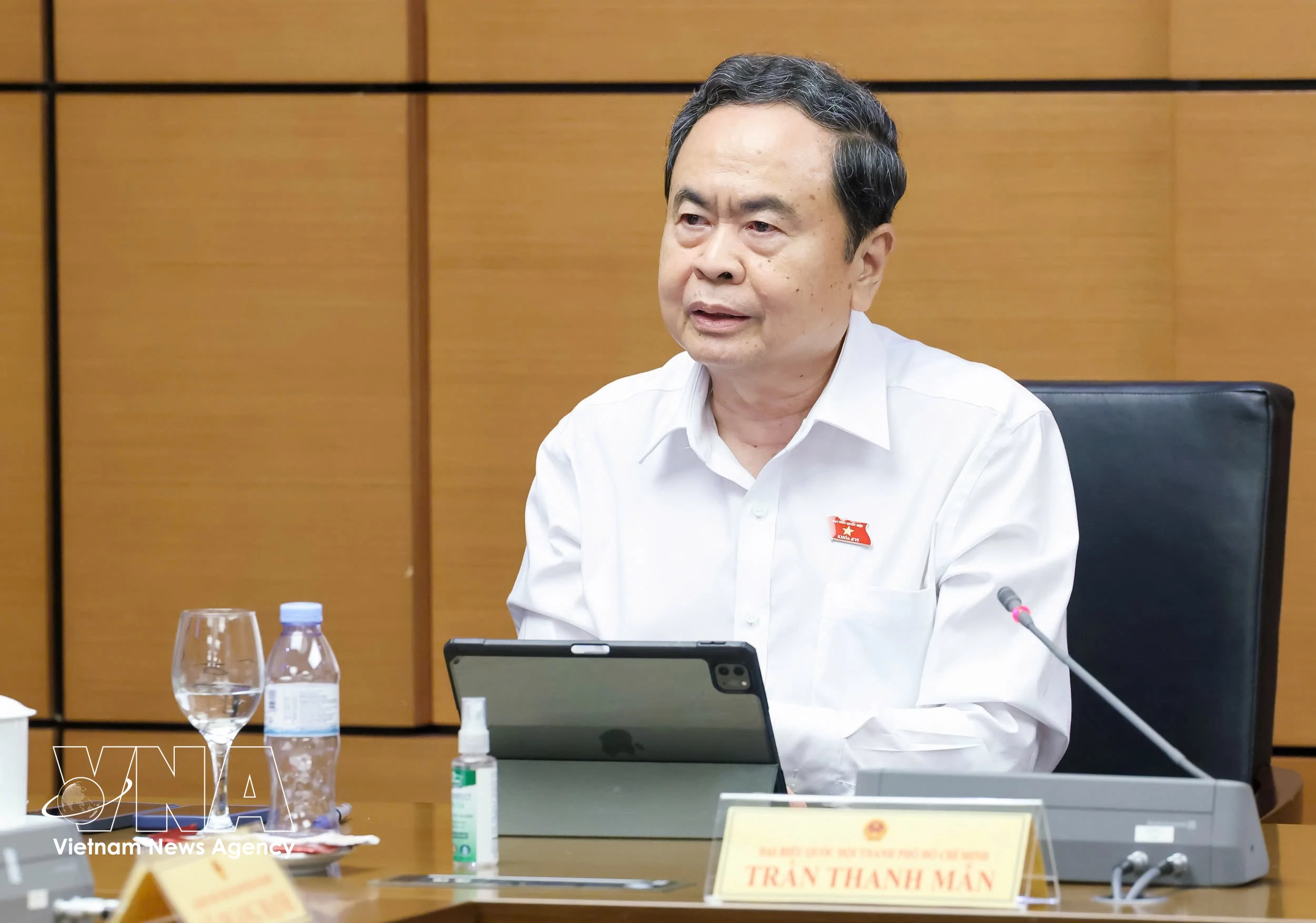 NA President Tran Thanh Man speaks in a group discussion during the second session of the 16th National Assembly on October 20, 2026. (Photo: VNA)