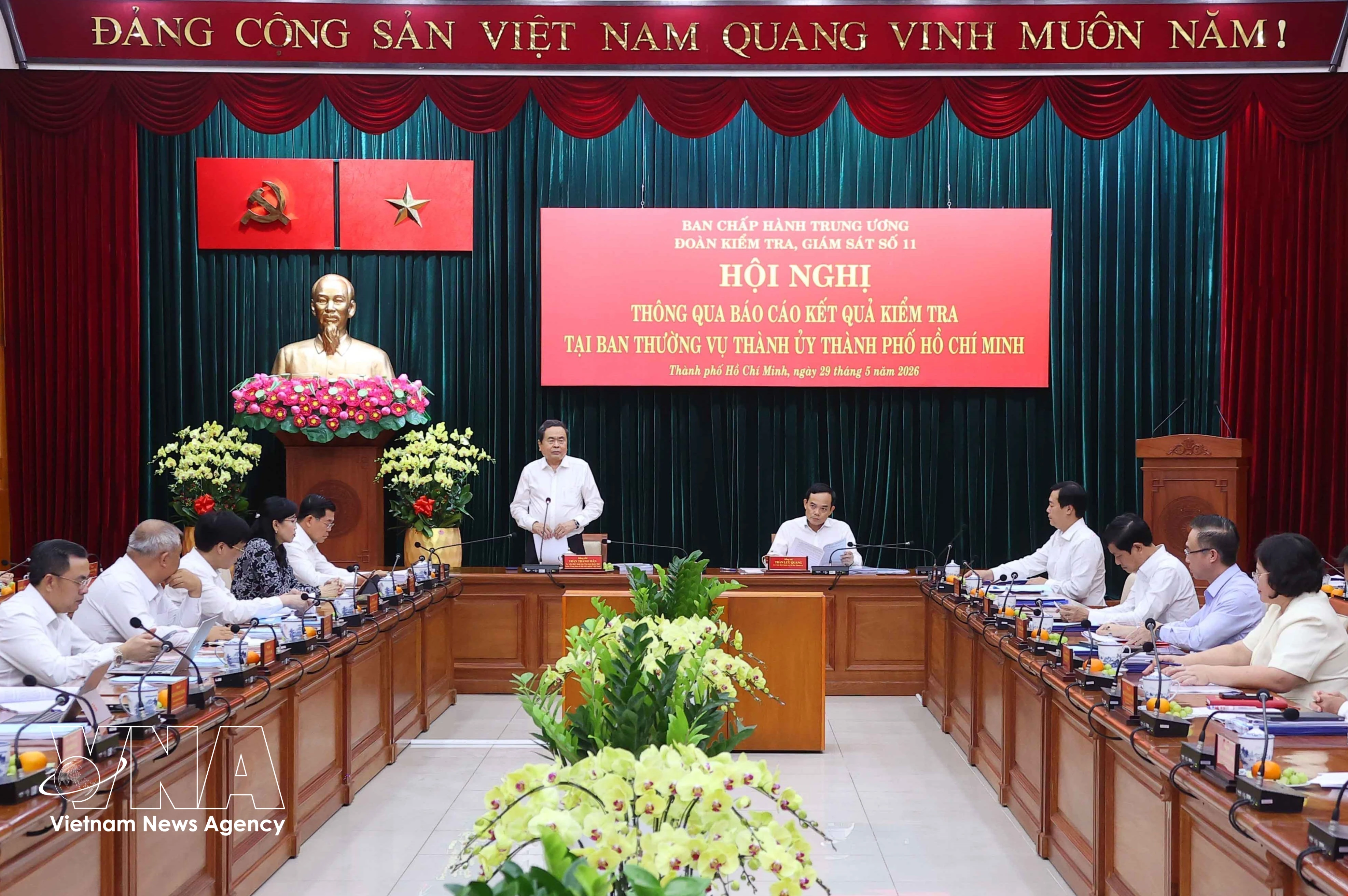 NA Chairman Tran Thanh Man speaks at the conference with the Ho Chi Minh City Party Committee’s Standing Board on May 29. (Photo: VNA)