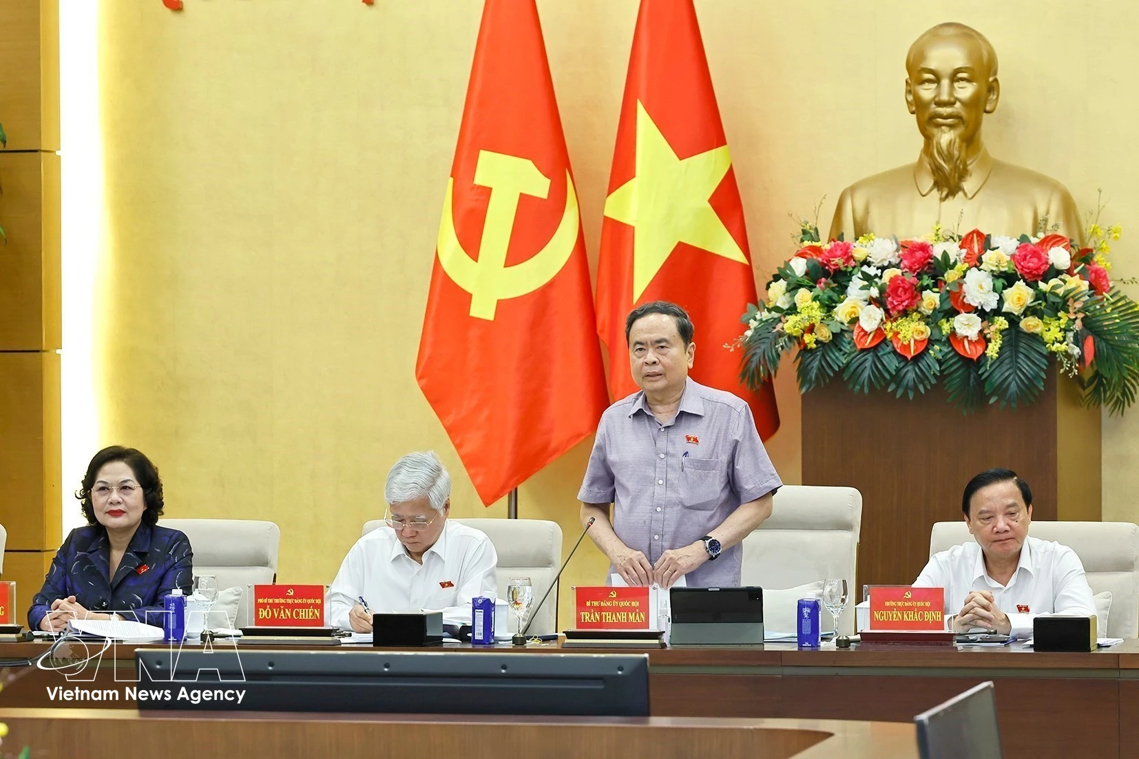 National Assembly Chairman Tran Thanh Man addresses the meeting (Photo: VNA)