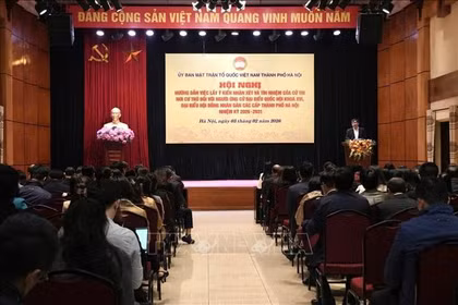 The conference held by the Vietnam Fatherland Front Committee of Hanoi on February 3 (Photo: VNA)