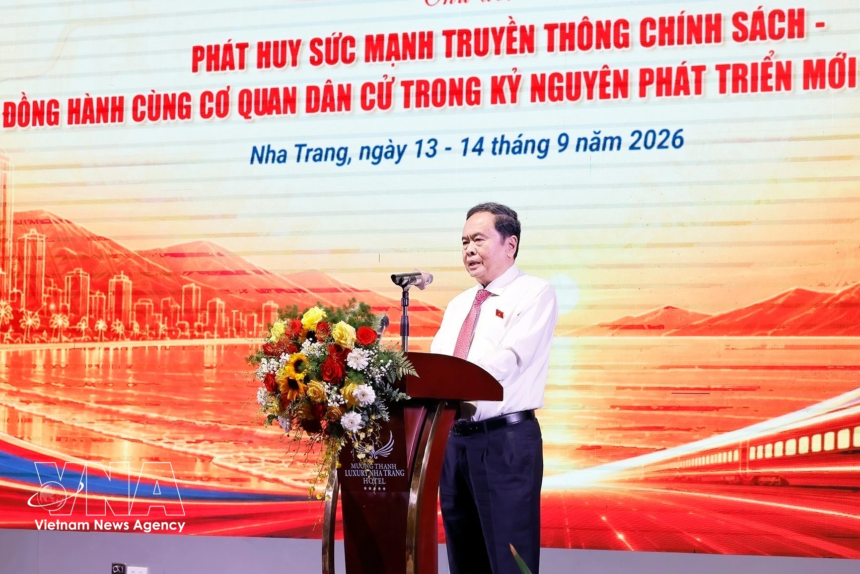 NA President Tran Thanh Man speaks at the 2026 national contributors' conference of the NA’s Dai bieu Nhan dan (People’s Representatives) Newspaper in the central province of Khanh Hoa on September 14, 2026. (Photo: VNA)